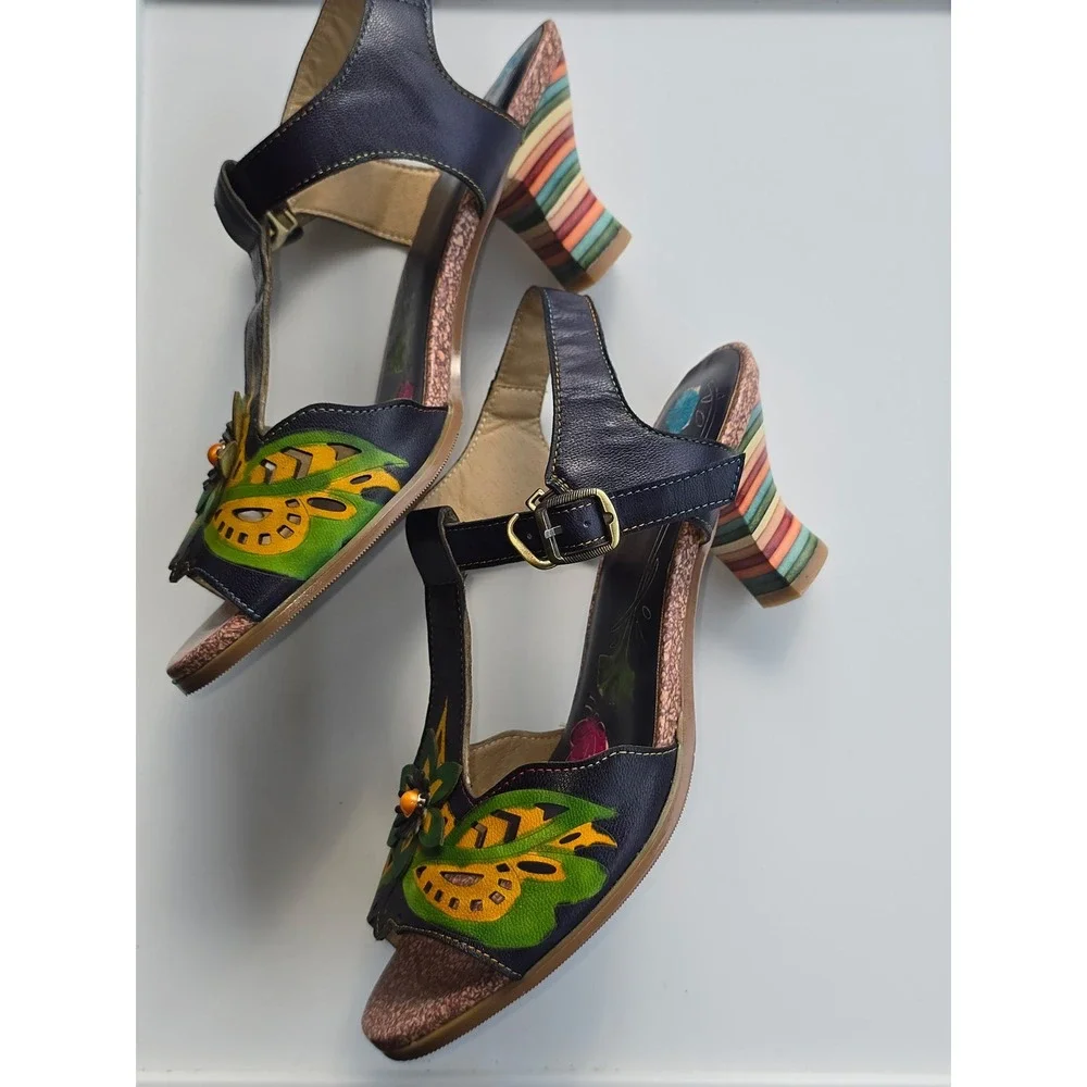Boho Bloom: Artistic Heels with 3D Floral Charm,‎ 9.5 (EU 41)
